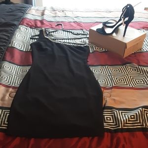 All black one shoulder dress